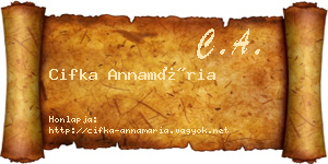 Cifka Annamária névjegykártya